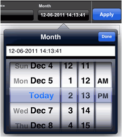 Date prompt displayed with spinbox