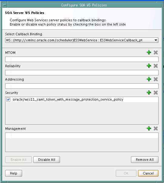 Callback Security Policy for the ESS Web Service