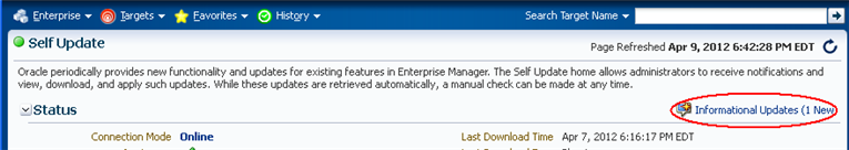 Informational updates link highlighted on Self Update page