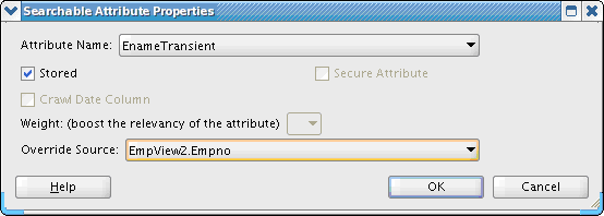 Searchable Attribute Properties dialog