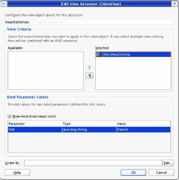 Edit View Accessor dialog