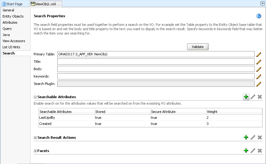 Search navigation tab to configure searchable attributes