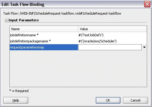 Defining parameters for the task flow.