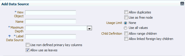 Addl Choose Data Source Parameters field