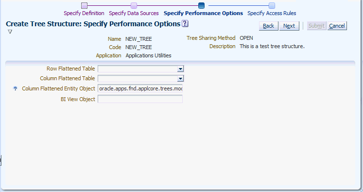 Create Tree Structure: Performance Page