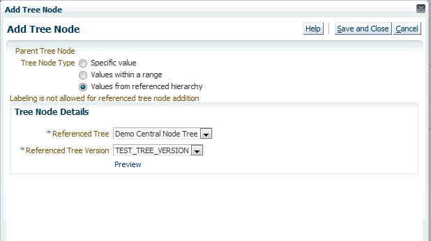 Add Tree Node: Referenced Hierarchy Window