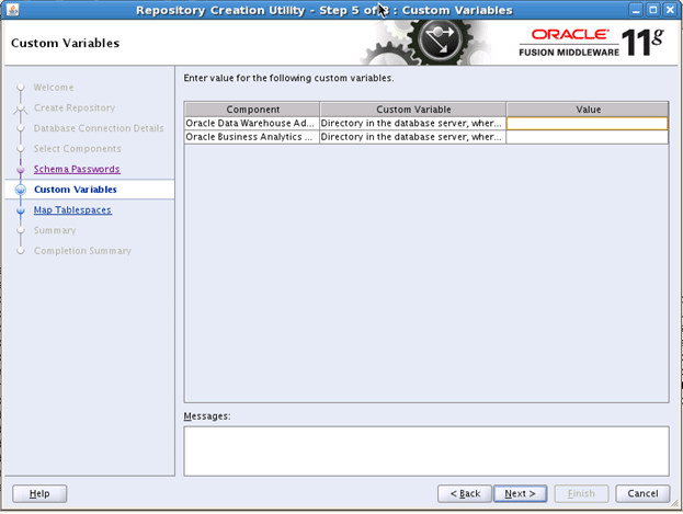 Custom Variables Screen