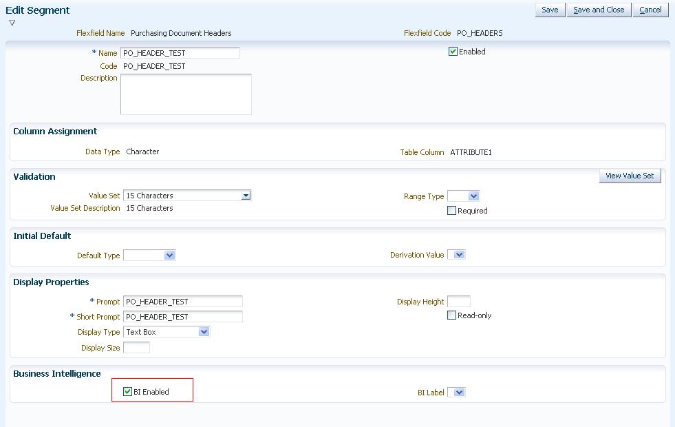 This screen shot displays the descriptive flexfield deployment options.