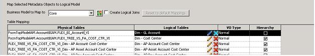 This screen shot displays the Map to Logical Model window.