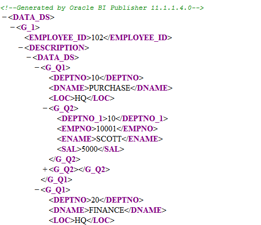 Example Output When the Data Type is XML