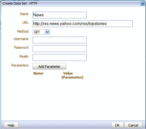 Create data set - HTTP dialog