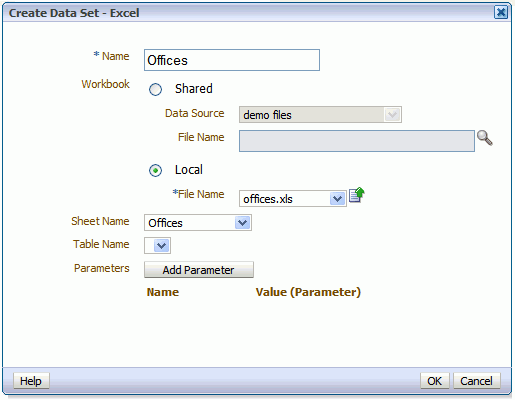 Defining Excel Spreadsheet as data set