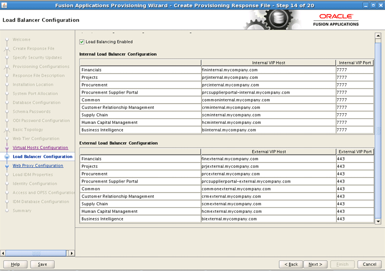 Load Balancer Configuration Screen