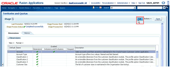 View Stage Environment page with Edit button highlighted.