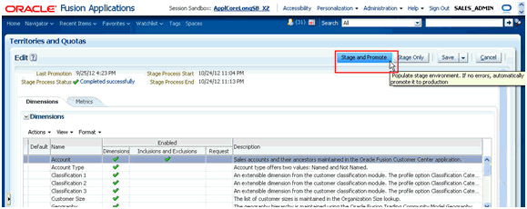 Edit Territories and Quotas page