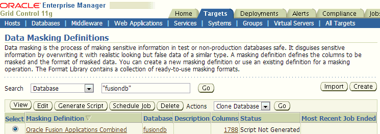 Masking Definition Table