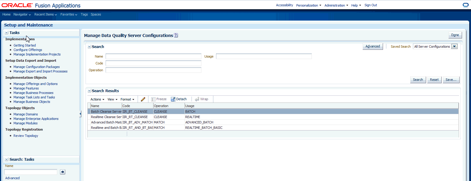 Search results with 4 server configurations