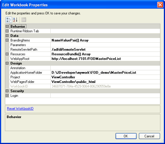 Workbook Properties dialog