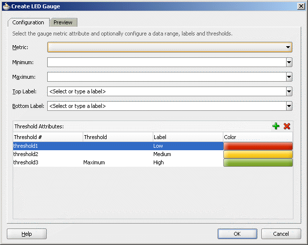 Create ADF Gauge dialog.