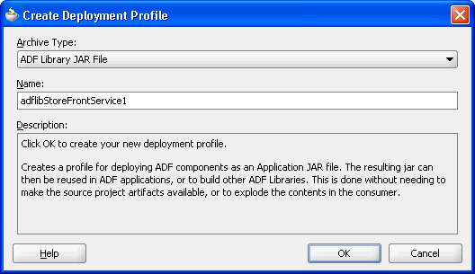 Create Deployment Profile dialog.