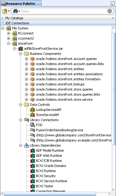 Resource Palette ADF Libraries.