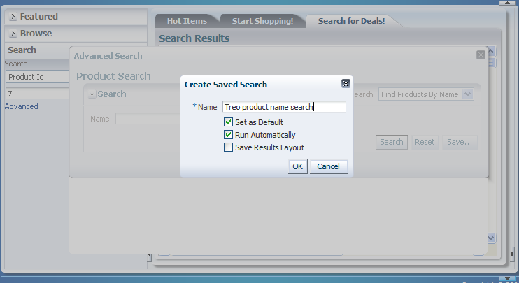 FOD saved searches dialog