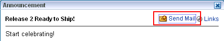 Send mail icons on announcement toolbars