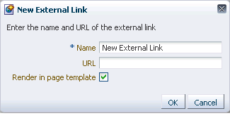 New External Link dialog