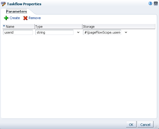 Parameter Defined on the Details Task Flow