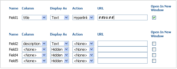 Column Layout Section on the Layout Page of the Wizard