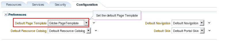Page Template Option on Configuration Tab