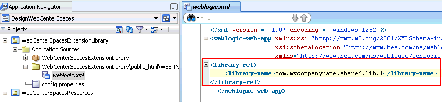 Projects in the ExtendWebCenterSpaces Workspace