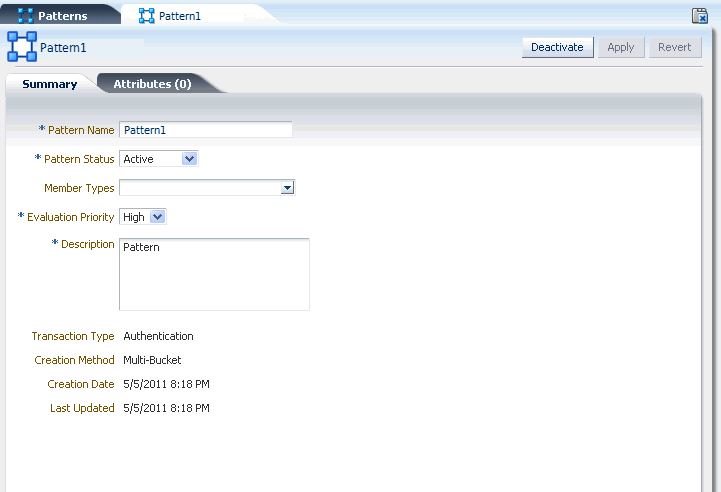 The pattern summary tab is shown.