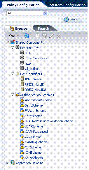 Policy Configuration Tab with Categories