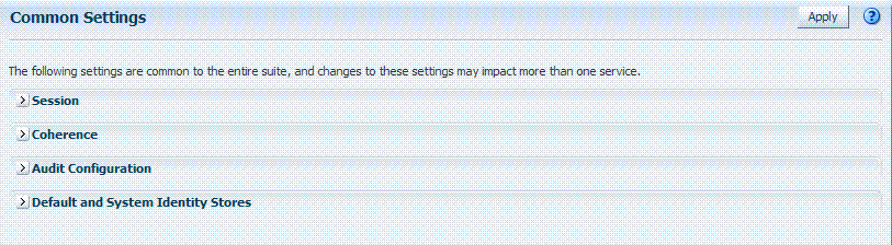 Common Settings Page (Collapsed View