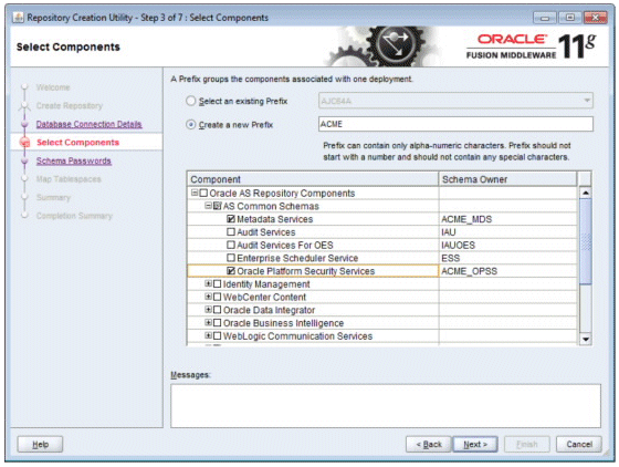Selecting OPSS schema when using RCU.