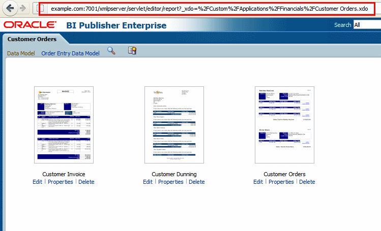 Custom copy shown in the report editor