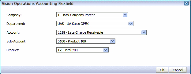 Flexfield segment selection dialog