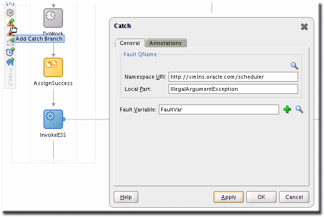 Catch Branch for BPEL Flow