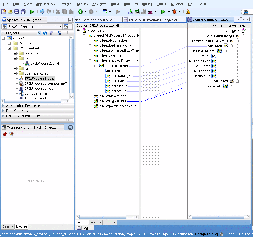 Transformation for set submit arguments