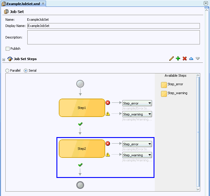 Job set with two steps added