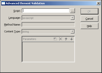Advanced Element Validation dialog box