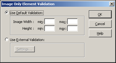 Image Only Element Validation dialog box