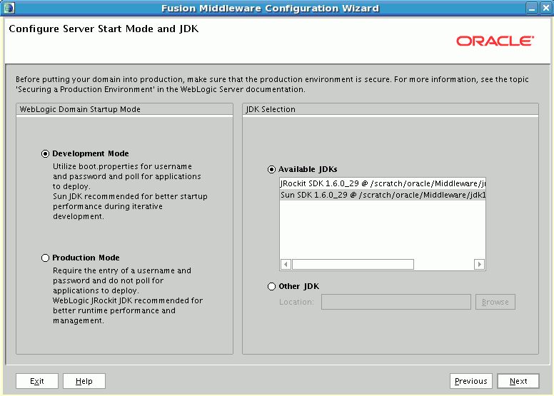 Configuration Wizard screen for Oracle BPM Suite.