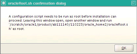 Configuration script pop-up message