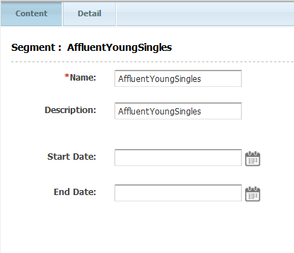 Content tab Edit mode of existing segment asset