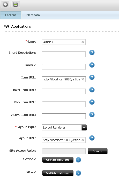 WEM Framework Registering Applications Manually