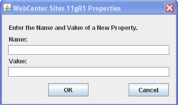 WebCenter Sites Properties dialog box.