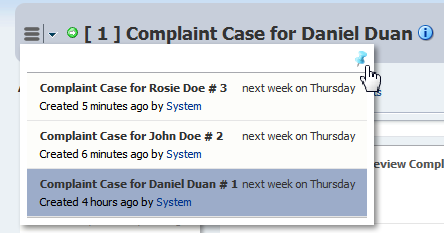 This figure illustrates the Case Listing drop down