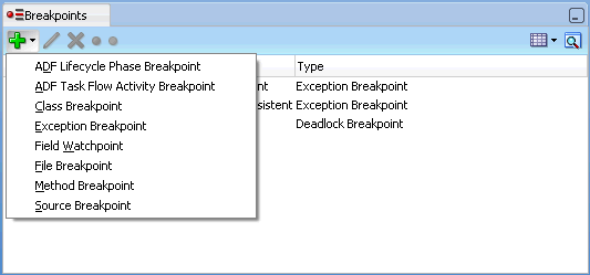 Breakpoint window dropdown menu.